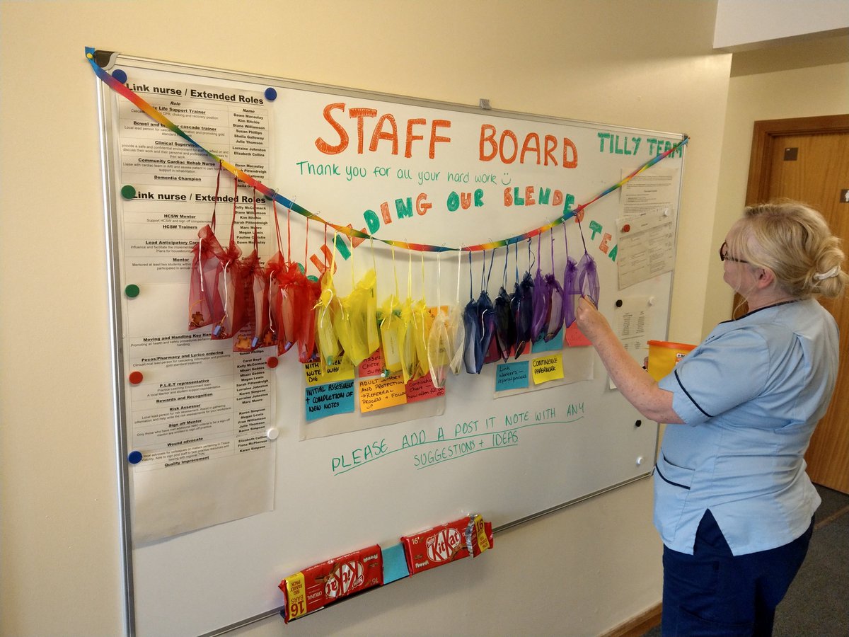 K4renSimpson's tweet photo. A little leprechaun put a rainbow 🌈 on our positivity board today.
#proudtobenhsg #communitynurse https://t.co/cfKJxbBwOR