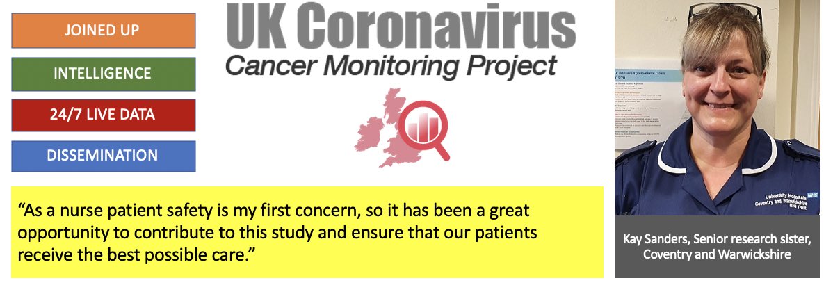 UKCORONACANCER's tweet photo. Meet Kay Sanders, a Research Nurse at the University Hospitals Coventry and Warwickshire. Kay has been reporting cases to the UKCCMP and is doing a great job! Thank you very much for your hard work and contribution. @UHCW_RandD 

#UkCoronaCancer https://t.co/Gpy8J36seP