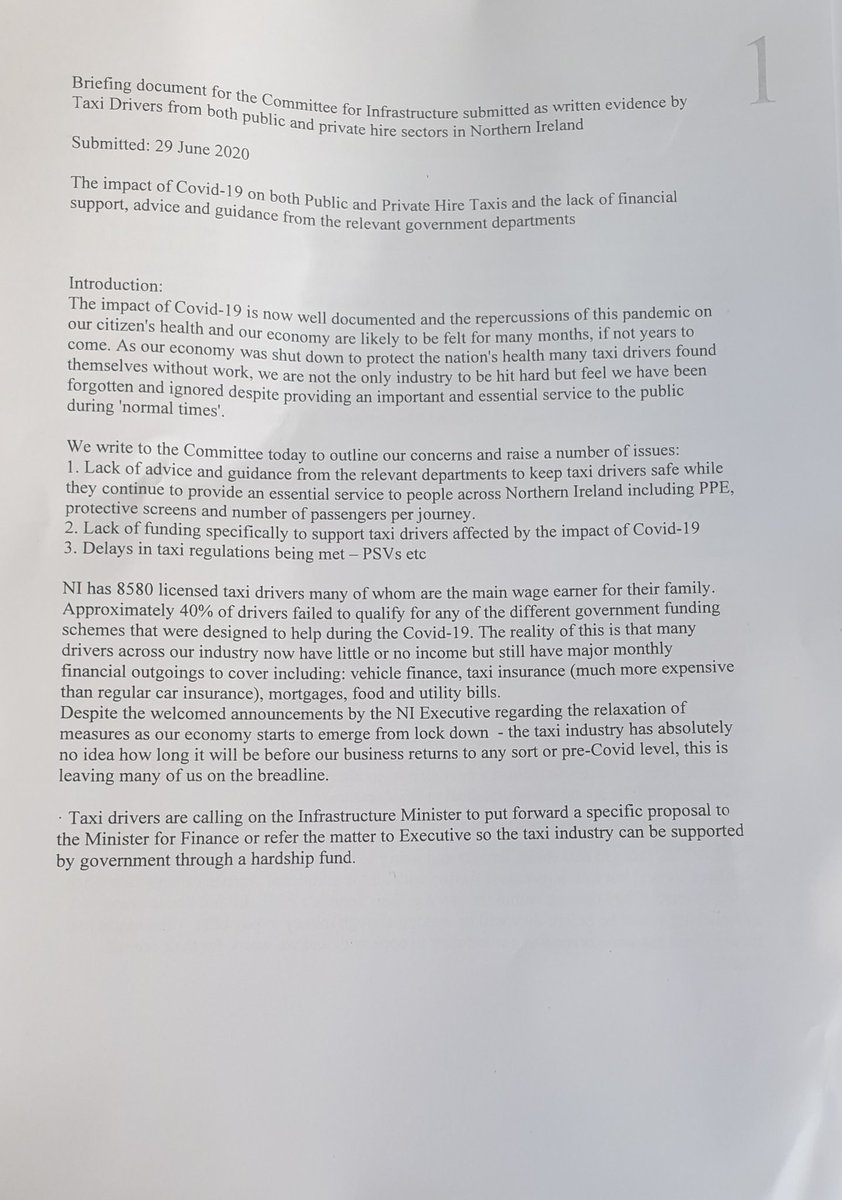 TaxiDvrsMatter's tweet photo. This is the document we presented to @NicholaMallon this morning.

#TaxiDriversMatter 

@bphtd @BigCabTours @Johnny_Square @conormcginley38 @Belfast_ph_taxi @Dr13ValueCabs https://t.co/7ZZVmhI4zL