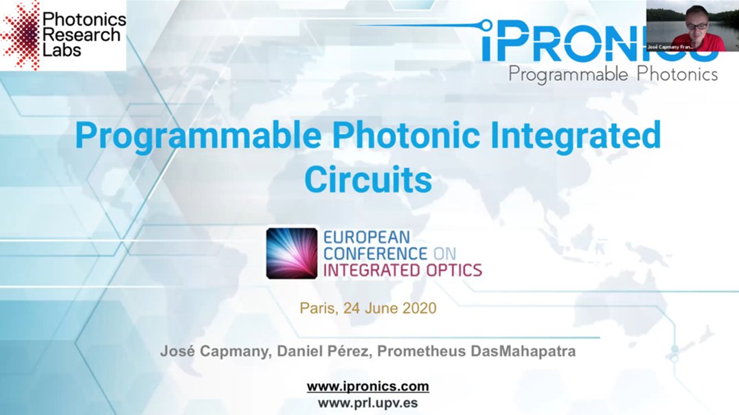 iPronics's tweet image. Our COO and co-founder @josecapmany delivering a keynote talk about Programmable Integrated Photonics at #ECIO2020 conference @ecioconference last week.
➡️ecio-2020.org/session-10
#programmablephotonics #photonics