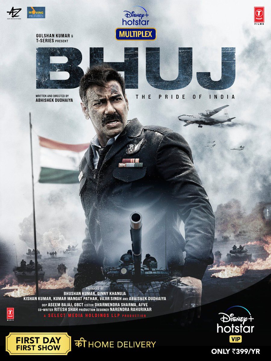 The untold story of Squadron Leader Vijay Karnik and the brave women of Bhuj is coming to your homes with #DisneyPlusHotstarMultiplex soon! Popcorn taiyaar rakho doston, aa raha hai Bhuj: The Pride of India jald hi. First Day First Show Ki Home Delivery on @DisneyplusHSVIP