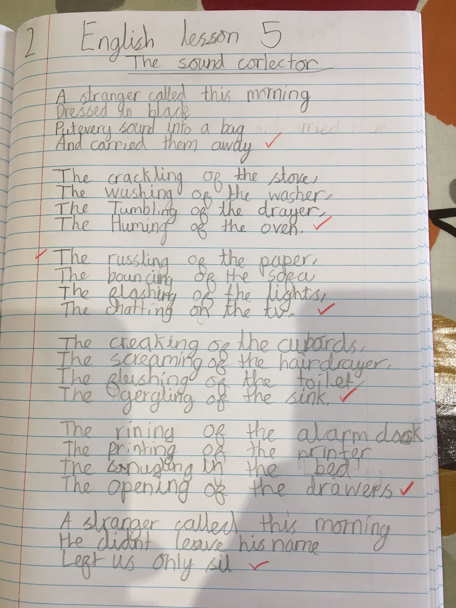 Lily’s Sound collection poem. She had a lot of fun finding sounds around the house. Thanks Oak Academy. #LearnWithOak #ONAY3ENG