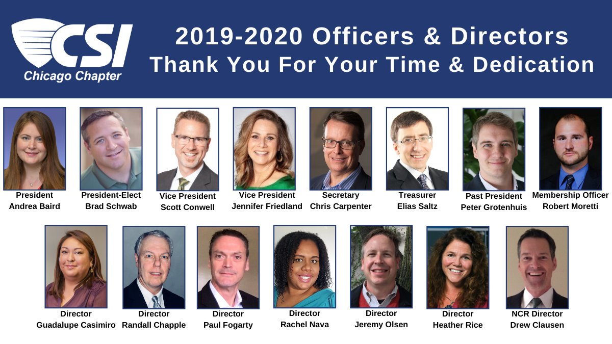 Thank you to our officers and directors for serving our chapter the past year.  The year was anything by ordinary and your leadership through it all was excellent!  #thankyou #csichicago #leaders