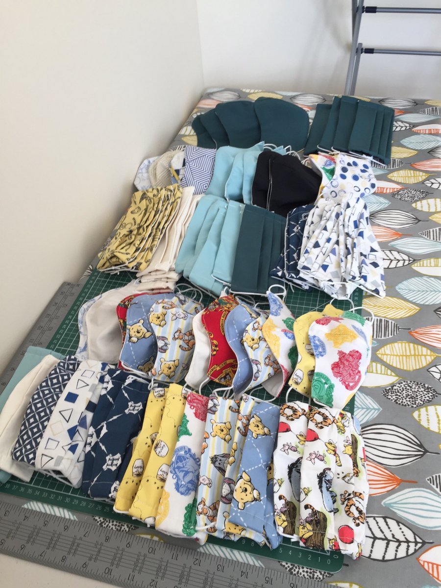 Variety of sizes, styles, plains &amp; patterns for local charity 😷🧵#BigCommunitySew