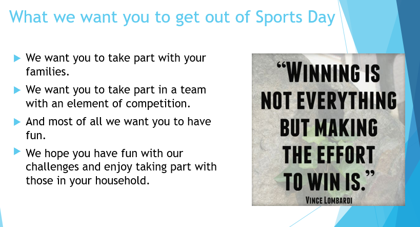 HortonParkSch's tweet photo. It is Sports Week at Horton Park! Mr Rehman would like you and your families to take part in this year's special (and hopefully one-off) Lock down Sports Day/Week! #WeExceed #becompetitive #involveyourfamily https://t.co/R2Vm3Lw6ZS