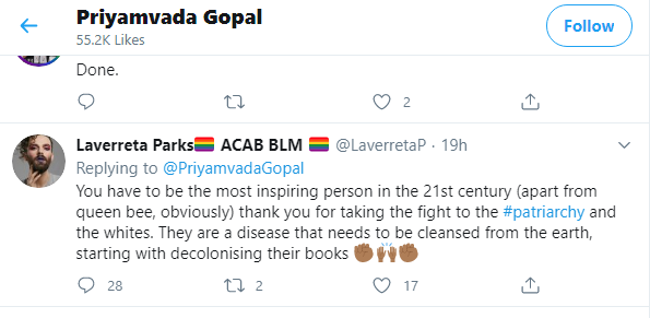 I had no idea that you had also liked this tweet. Surely you will enter the "I did not mean to press like, I slipped" defence on this one. The BLM movement is starting to fall apart, they have shown they are antisemitic and now they are happy to say white people are a disease? 1/