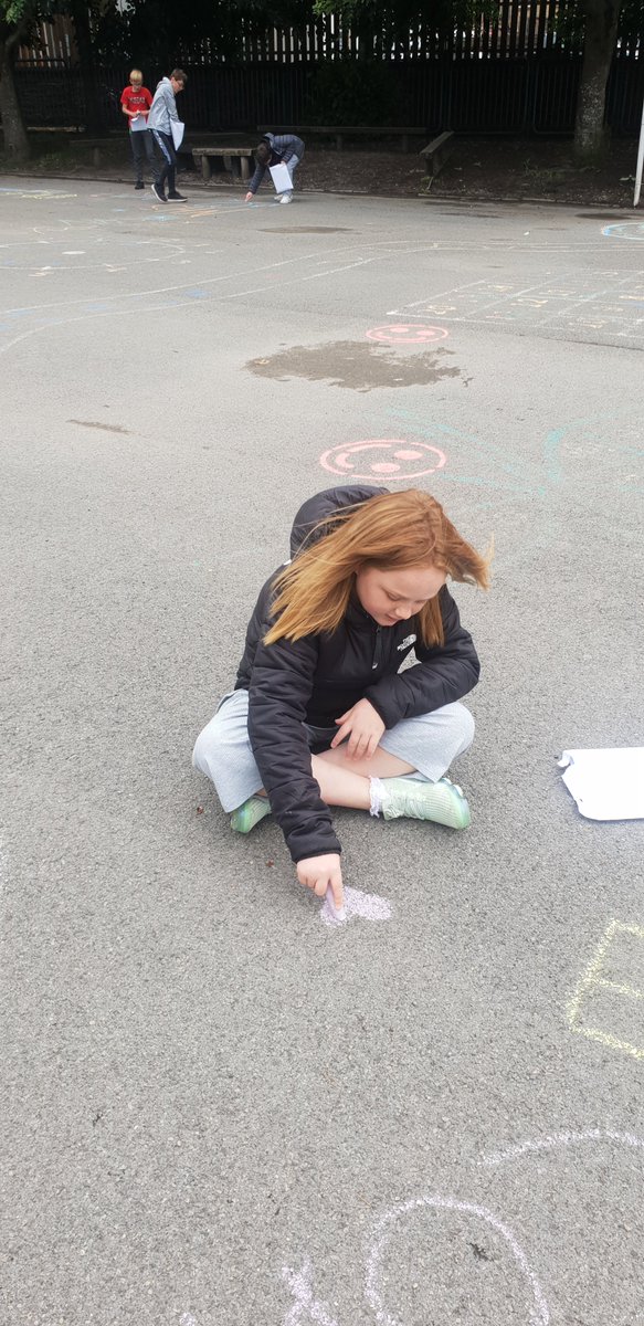 marys_rc's tweet photo. Blwyddyn 6 enjoying outdoor time creating whatever they choose using rainbow chalks #bubblea #nhs #classof2020 https://t.co/47vFaaUCde