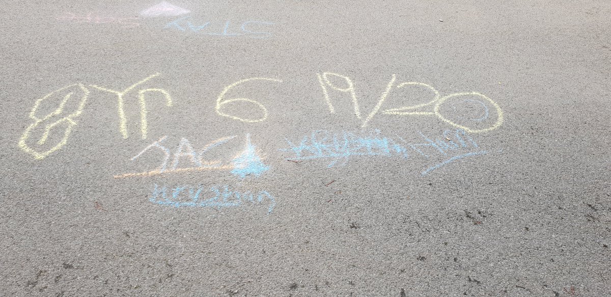 marys_rc's tweet photo. Blwyddyn 6 enjoying outdoor time creating whatever they choose using rainbow chalks #bubblea #nhs #classof2020 https://t.co/47vFaaUCde