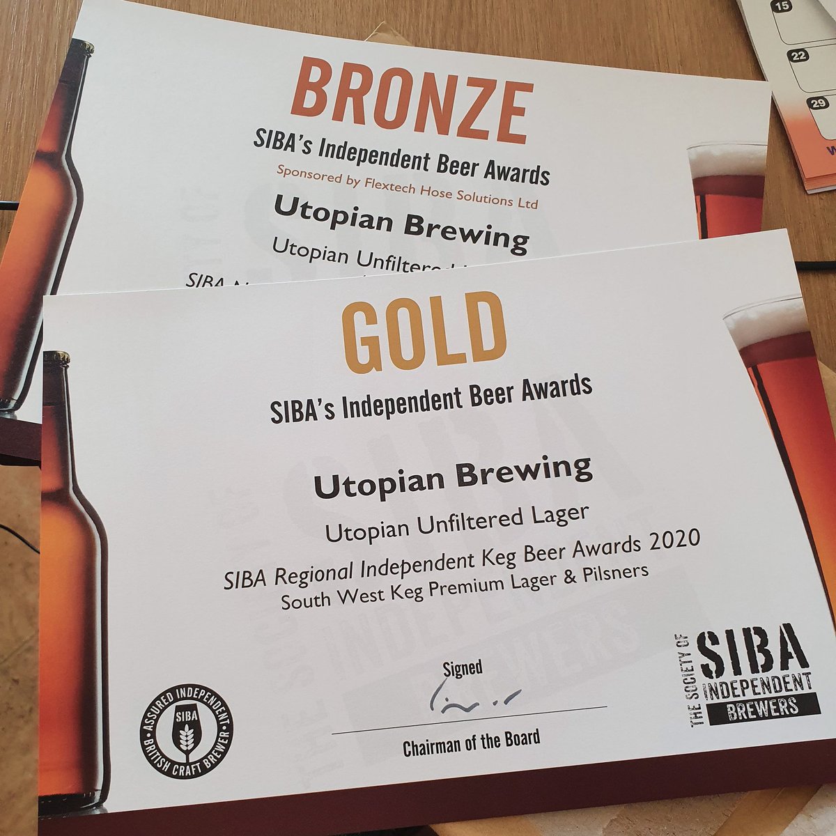 TeamUtopian's tweet photo. Lovely surprise in Monday's postbag. @SIBA01 #beerx feels like a lifetime ago not just March but these bring back great memories of our first ever competition entries.
#lager #independentbeer #craftbeer #SupportLocalBusinesses #beer #devonbeer #southwestfoodanddrink https://t.co/xJD28K9ml0
