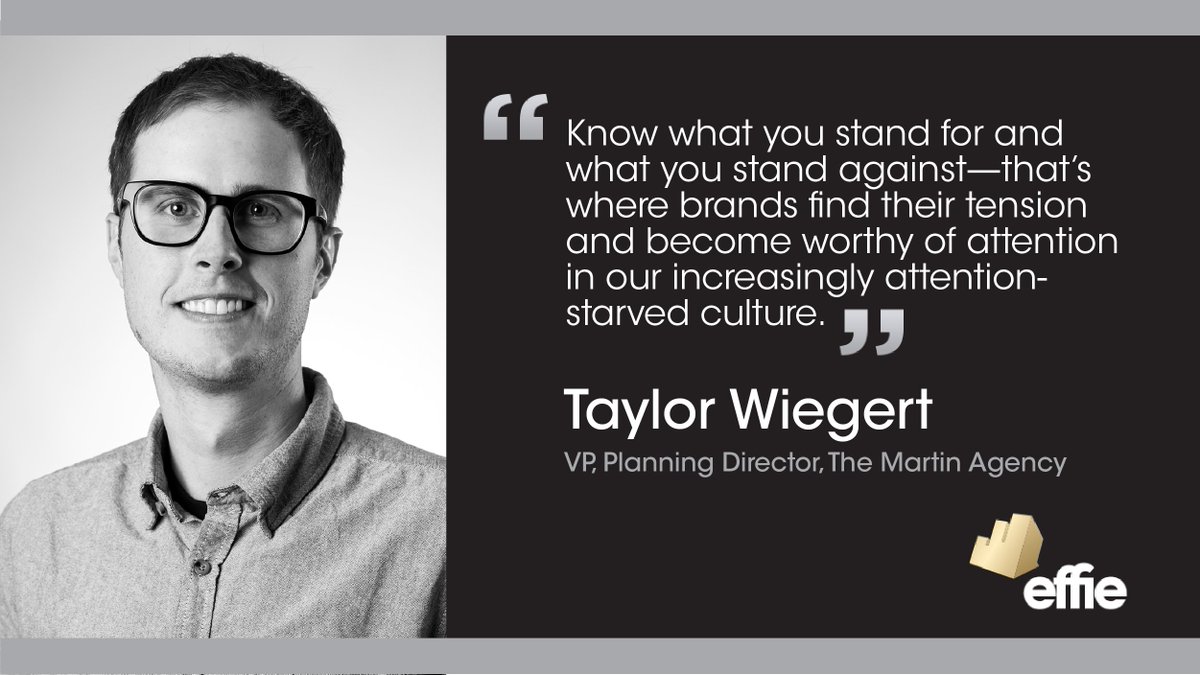 EffieAwards's tweet photo. In One Sentence: Advice for Marketers // Taylor Wiegert, VP, Planning Director @MartinAgency & 2020 @Effie_US judge. More on the #effieblog: https://t.co/s9faadEGUH #effies https://t.co/DfYa8v7BUu