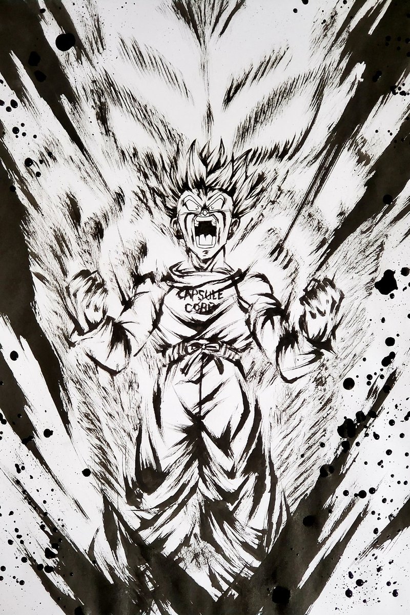 ドラゴンボール「墨絵「トランクス:少年期 超サイヤ人 ドラゴンボール「墨絵「トランクス:少年期 超サイヤ人