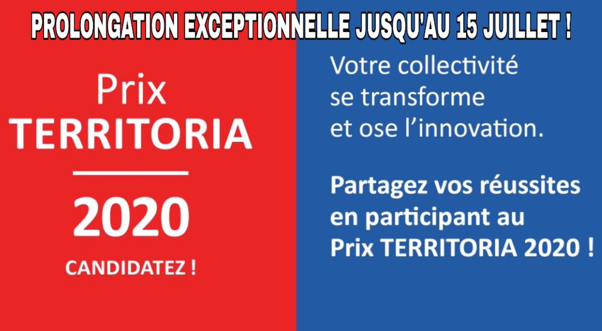 leszebres's tweet photo. @leszebres sont partenaires du Prix #Territoria 2020 qui récompense les #collectivités territoriales innovantes. Présentez votre projet novateur et valorisez-le à l'échelle nationale !
💻 https://t.co/09YegVA7dK
🖱 Renseignements &amp; inscriptions :
secretariat@territoria.asso.fr https://t.co/iyKjA3JyLT