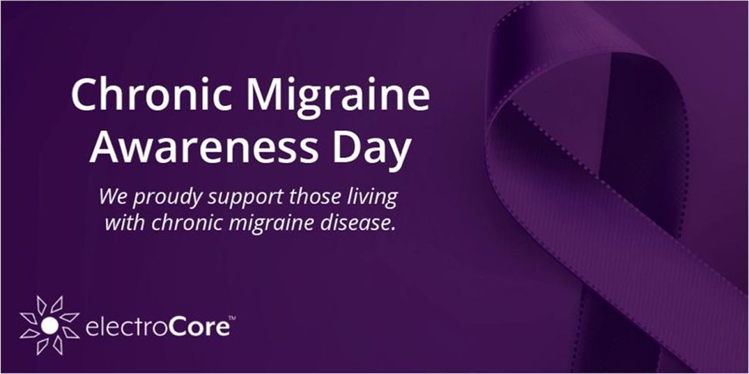 ElectroCoreVNS's tweet photo. Join us in spreading awareness about chronic #migraine disease. #DYK that those with #ChronicMigraine have 15 or more #headache days per month? #MHAM https://t.co/wS22tMqrFS