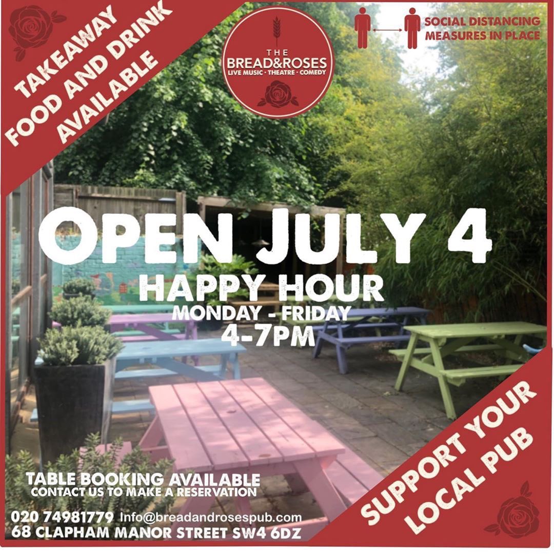 Although we aren’t yet open our beloved <a href="/breadrosespub/">Bread and Roses Clapham</a> is opening THIS SATURDAY! Be sure to get in touch with them for more info 👇 #supportlocal 🍞🌹💪