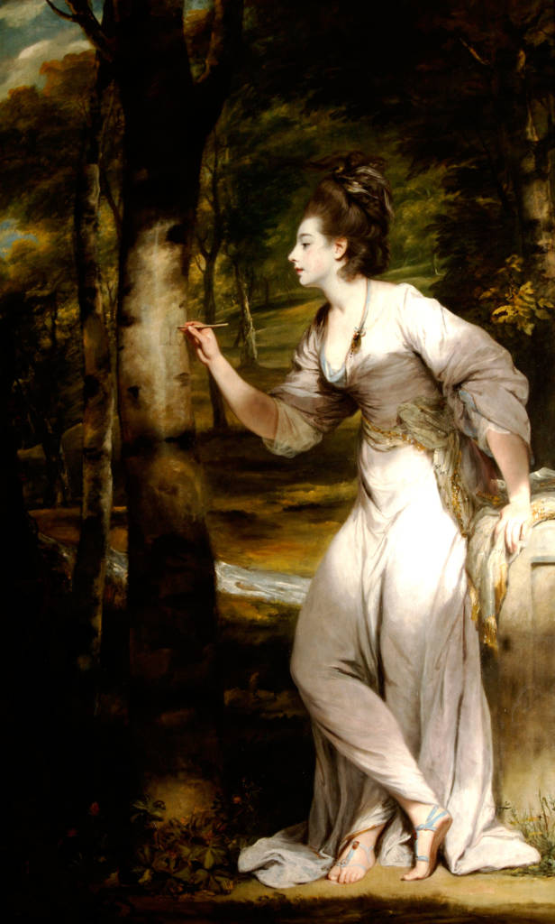 Here’s Joshua Reynold’s portrait of Joanna Leigh, Mrs Richard Bennett Lloyd carving her name into a tree, now in the collection at Waddesdon  https://waddesdon.org.uk/joanna-leigh-mrs-richard-bennett-lloyd-inscribing-name-tree-joshua-reynolds/ 6/