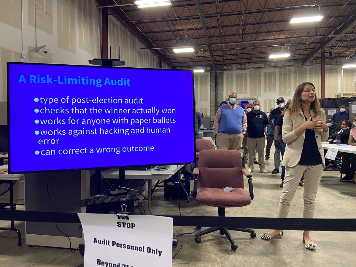 Today’s risk-limiting audit is being done with assistance from  @voting_works.  #gapol