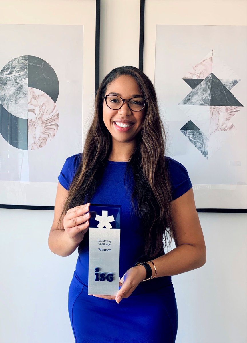 ISG_News's tweet photo. Check out @Dani_1aw after receiving the #StartupChallenge Award for Freyda at the #ISGFutureWorkplace Summit back in May! Congratulations again! #ISGEvents https://t.co/M77d95Ngdl