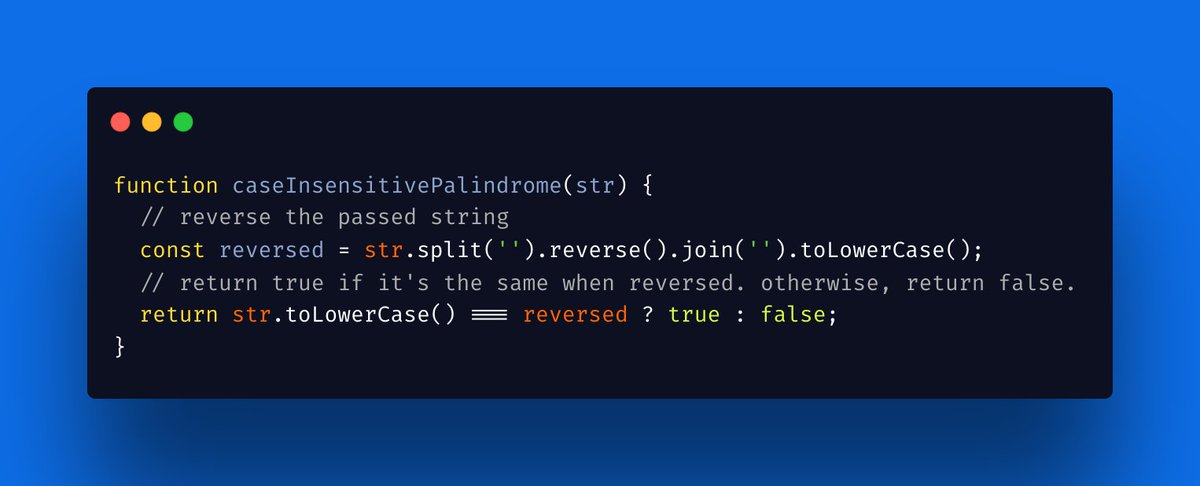 0xSimeon's tweet image. Day 6 of @scrimba's #10DaysOfJavascript
'Checking for palindrome'
See my solution: github.com/simeon4real/Sc…
#100DaysOfCode #CodeNewbie #DEVCommunity #javascript