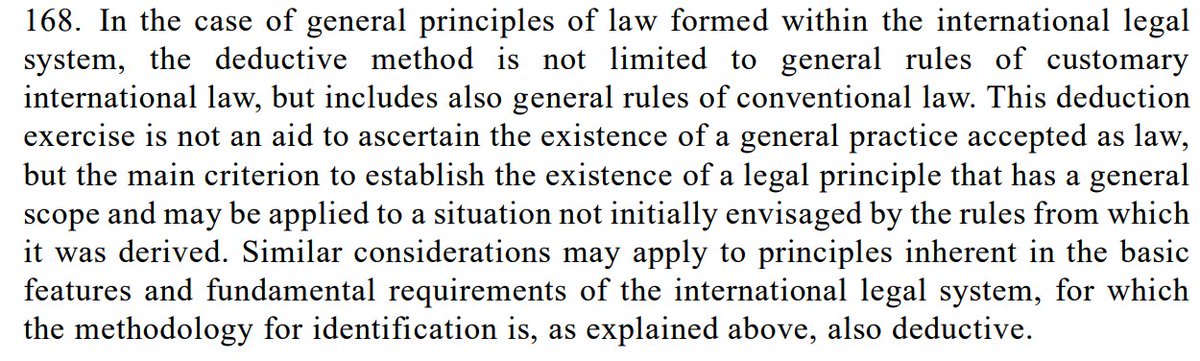 The best clue is para 168, which suggests that the 'underlying' and 'necessary consequence' relations are constitutive, not epistemic. They ground the existence and content of general principles. They're not just evidence. 17/