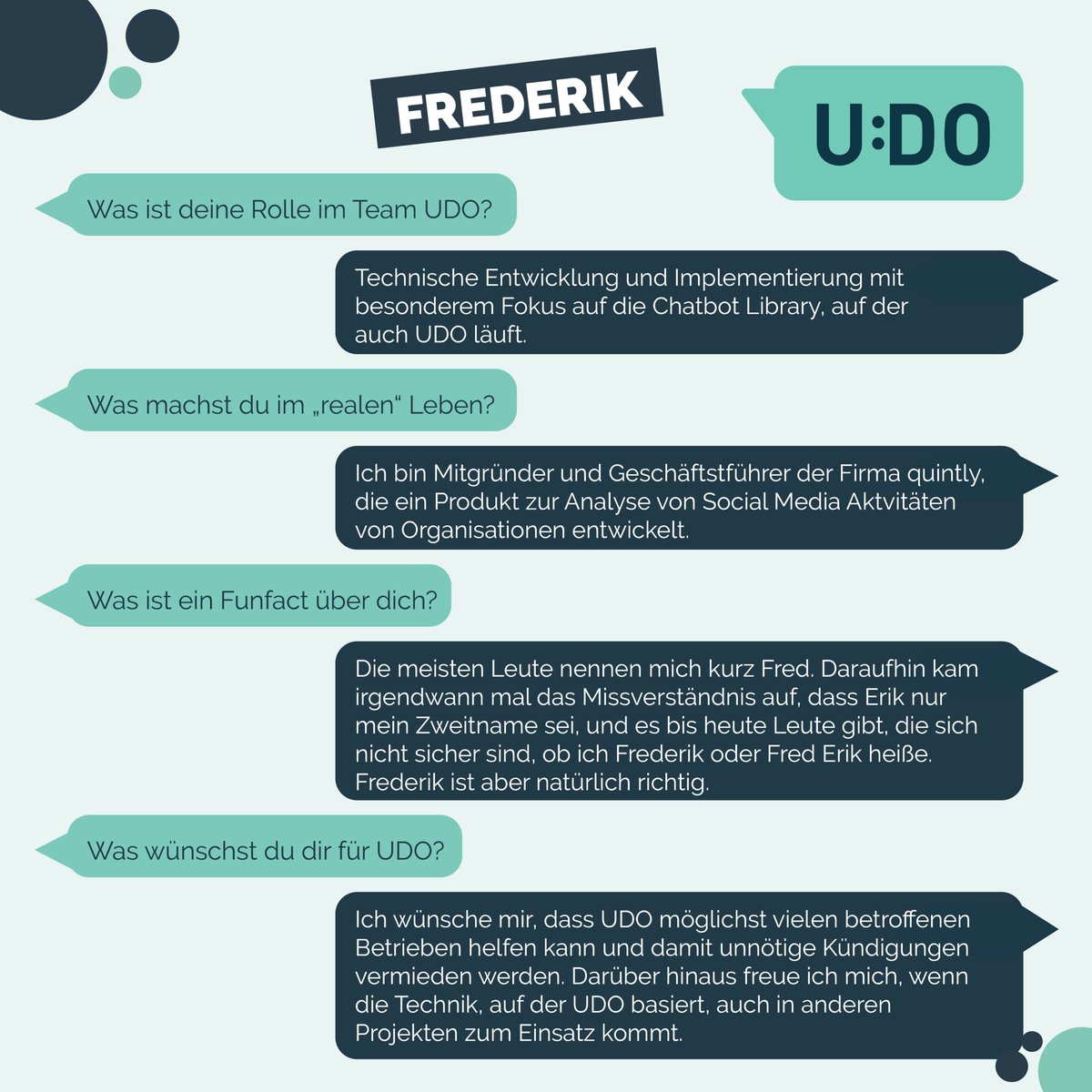 #teamvorstellung Frederik ist ein richtiges Urgestein im #TeamUDO. Die technische Entwicklung und Implementierung ist genau sein Ding, denn auch im echten Leben kommt er aus der Branche. 
#kurzarbeitmitudo #machskurzmitUDO #UDOhilft #kurzarbeiteinfach