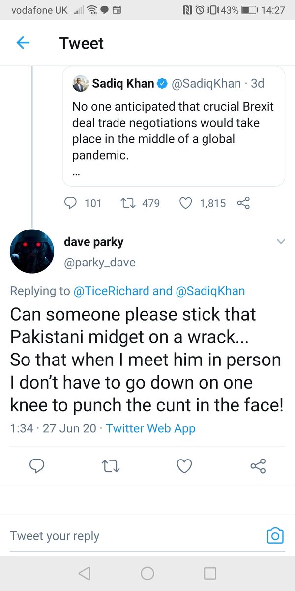 Everyday Racists*38. Ideally, I would not be exposing people in a thread like this; I would be engaging with them & trying to show them another way of thinking. Dave, I feel, would be immune to change on account of his innate nastiness. Exposure it is, then... (Reported,natch..)