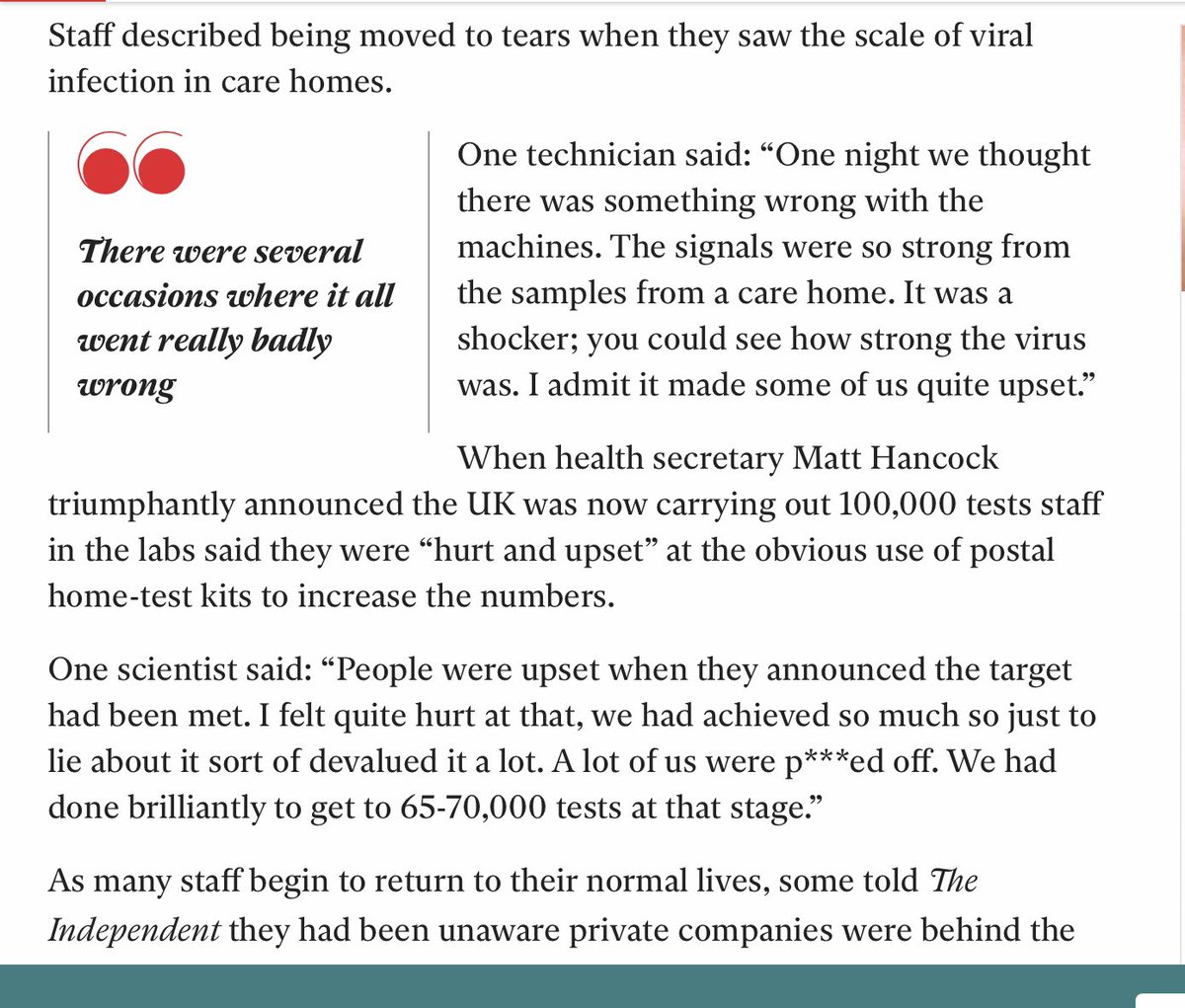 It has been suggested 40% in the Alderney Park Lab. 20% across the board with a whole series of issues, from packaging, swabs not being placed in tubes, leakages, poor labelling so bar codes could not be scanned.Dept of Health deny it but provide no better data.