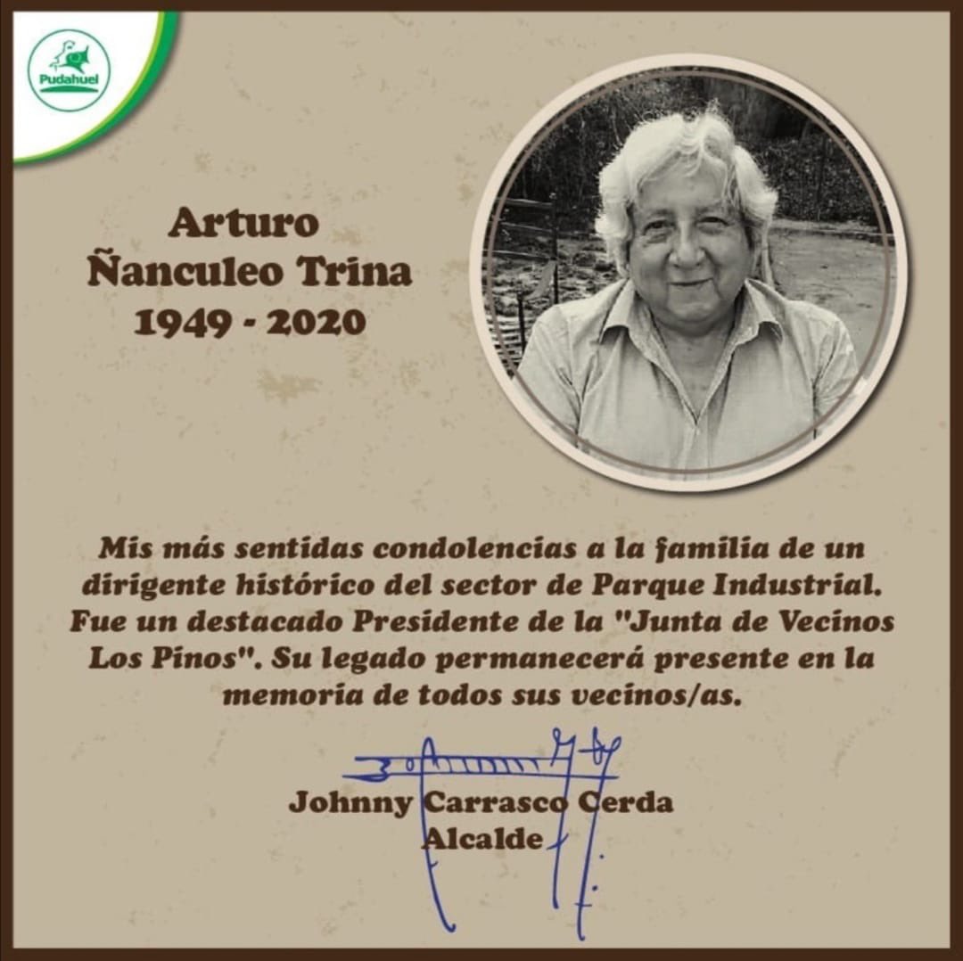 jcarrascoc's tweet photo. Adiós a Arturo Ñanculeo. 

#Pudahuel y su gente te tendrán siempre en su memoria 🕊 https://t.co/5sdLjARr4e