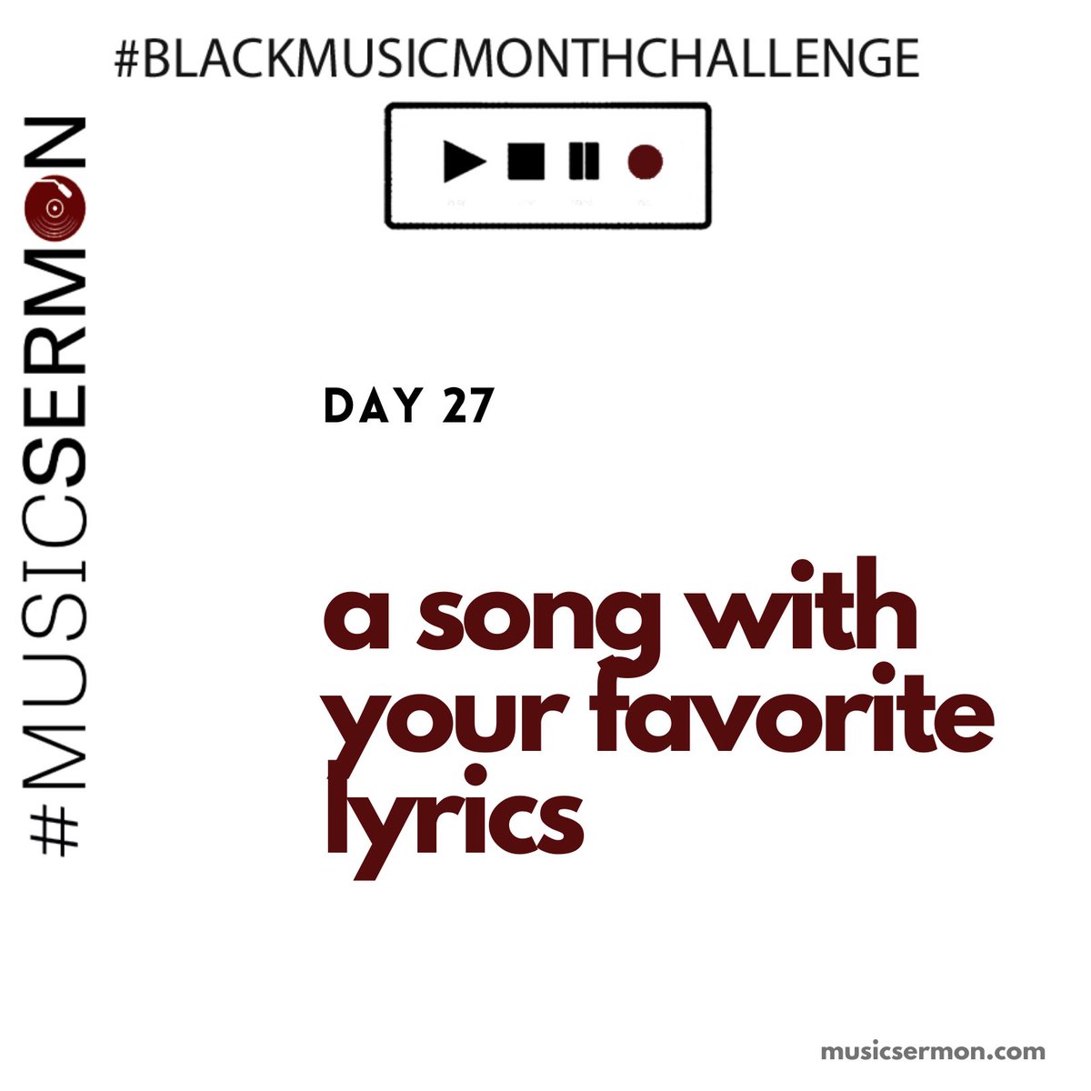 It’s almost the end of June, which means almost the end of the  #BlackMusicMonthChallenge!Like the “perfect song” prompt, I always love seeing your answers to this one. For Day 27, share a song with your favorite lyrics.