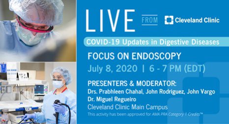 Conor Delaney (@conordelaneymd) on Twitter photo Tune in to #LIVEfromCleClinic on July 8 to hear <a href="/ChahalPrabhleen/">Prabhleen Chahal MD,MASGE,FACG</a>, <a href="/JohnVargoMD/">John Vargo</a>, <a href="/johnrodriguezMD/">John Rodriguez</a>, and <a href="/MRegueiroMD/">Miguel Regueiro</a> discuss the latest updates on #COVID19 and Endoscopy. PLUS Diagnostic and Management Dilemmas: Med-Surgery tips and tricks. Register at bit.ly/LiveCCFJuly Tune in to #LIVEfromCleClinic on July 8 to hear <a href="/ChahalPrabhleen/">Prabhleen Chahal MD,MASGE,FACG</a>, <a href="/JohnVargoMD/">John Vargo</a>, <a href="/johnrodriguezMD/">John Rodriguez</a>, and <a href="/MRegueiroMD/">Miguel Regueiro</a> discuss the latest updates on #COVID19 and Endoscopy. PLUS Diagnostic and Management Dilemmas: Med-Surgery tips and tricks. Register at bit.ly/LiveCCFJuly