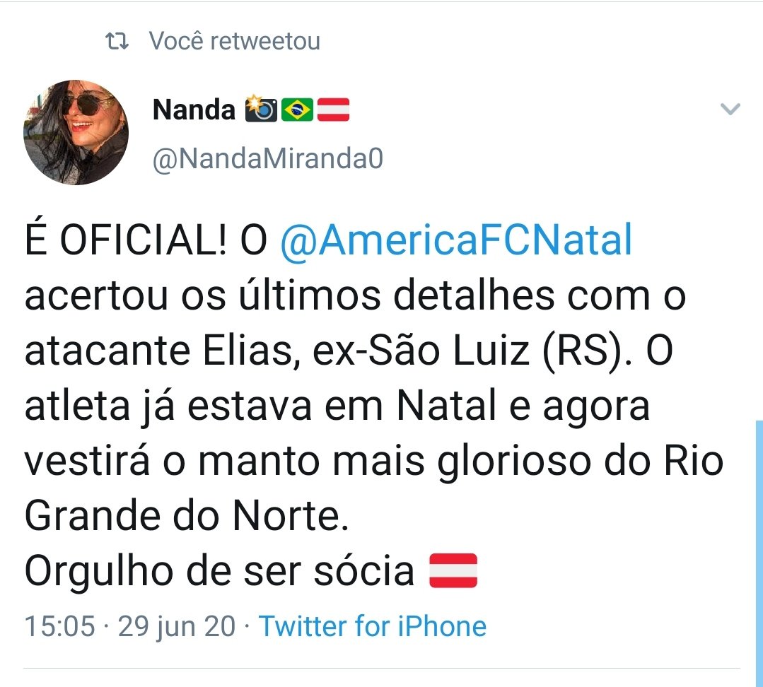 AmericaFCNatal's tweet photo. A sócia @NandaMiranda0 oficializou a contratação do atacante Elias, de 26 anos, que estava no São Luiz (RS).

📸 Canindé Pereira/América FC https://t.co/9lkA3jLOit