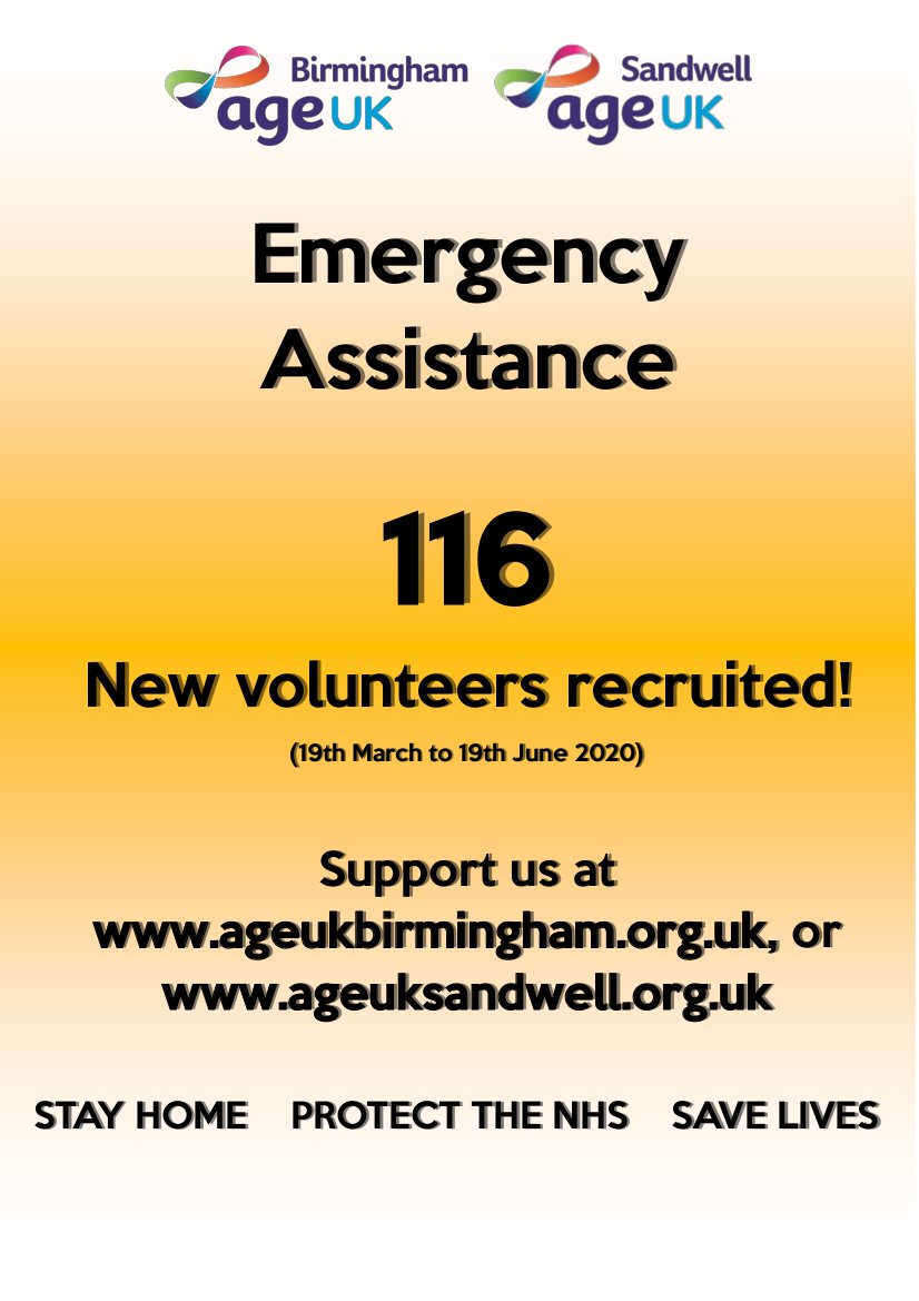 AgeUKSandwell's tweet photo. Thank you for your donations so far and to all our front line team members (both volunteers and staff!) We are turning you donations into action!
Support us today at:
https://t.co/kD4a9px04r
#Covid19UK #COVID19 #OlderPeople #HelpUsReachMore #HelpUsHelpThem https://t.co/kPFOviU7OZ
