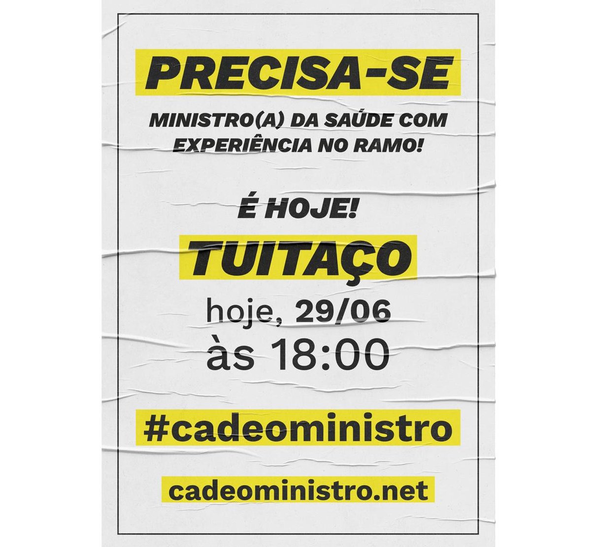 renabarbosa's tweet photo. 45 dias sem titular no Ministério da Saúde. Cadê o Ministro? Cadê a Ministra? #cadeoministro @jairbolsonaro @RodrigoMaia @davialcolumbre @tabataamaralsp @minsaude @casacivilbr https://t.co/WgDrwA4yiN
