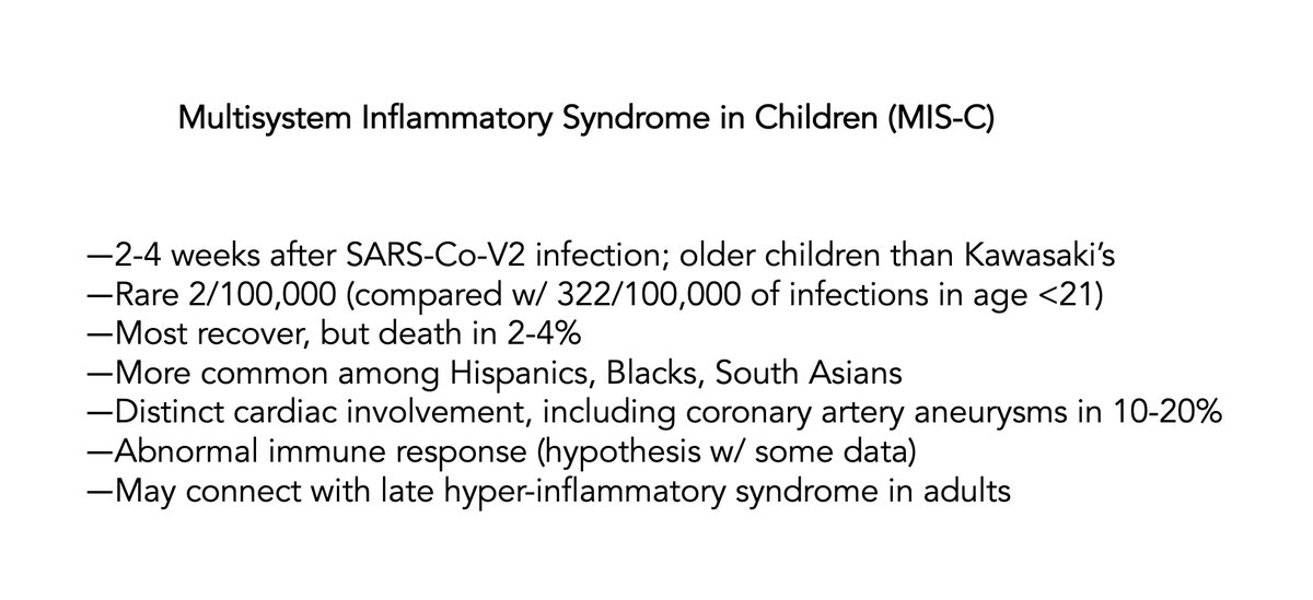Now with ~1,000 children and adolescents with multi-inflammatory syndrome in children (MIS-C), it can be considered a new disease. Today new  @NEJM reports and an editorial on its status. I've made a summary of some key points to start