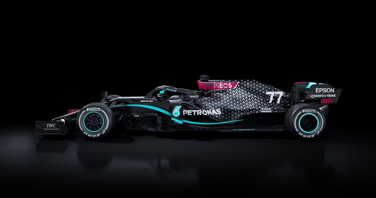 F1Tornello's tweet photo. La inscripción ‘End of Racism’ estará todo el campeonato sobre el halo del W11 de @MercedesAMGF1 Más allá de cualquier tono social o político, el auto se ve muy lindo. https://t.co/iWNQLh9rIu