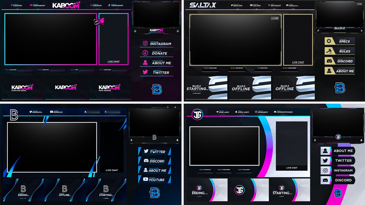 Looking for a new look on Twitch?

I'm now selling stream packages again! so if you're interested in buying one or are just looking for more info feel free to DM me anytime!

You can check out more of my designs here: behance.net/BrandynG