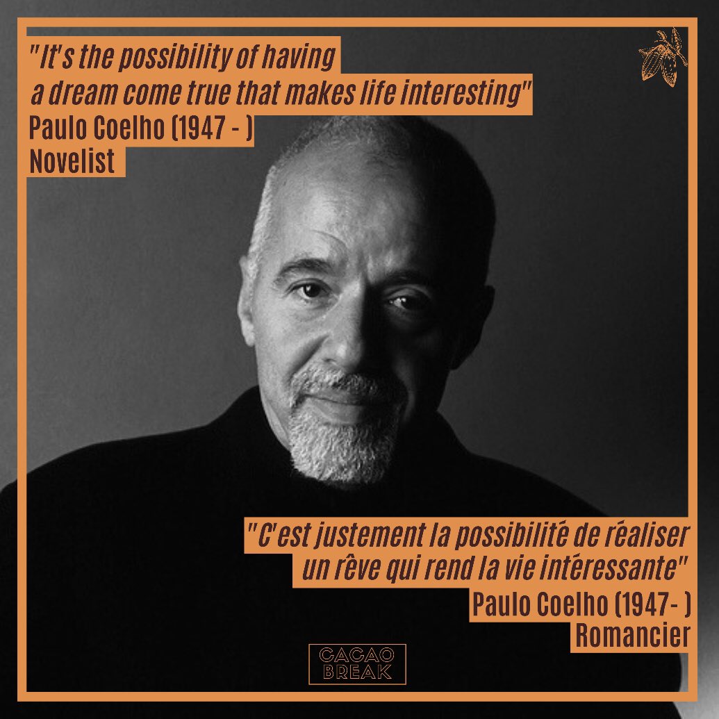 Cacao_media's tweet photo. 🍫Cacao Break🍫 Cette semaine on t’encourage à vivre tes rêves !
— “C’est justement la possibilité de réaliser un rêve qui rend la vie intéressante” — Paulo Coelho (1947-  ) https://t.co/TgKC0WeDEO