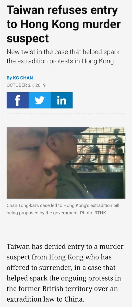 We of course shouldn't be surprised the Taiwanese government suddenly told the HK rioters "just kidding guys" considering they pretended to take issue with HK's extradition bill to only still refuse taking the murderer back after he was willing to surrender on his own without one