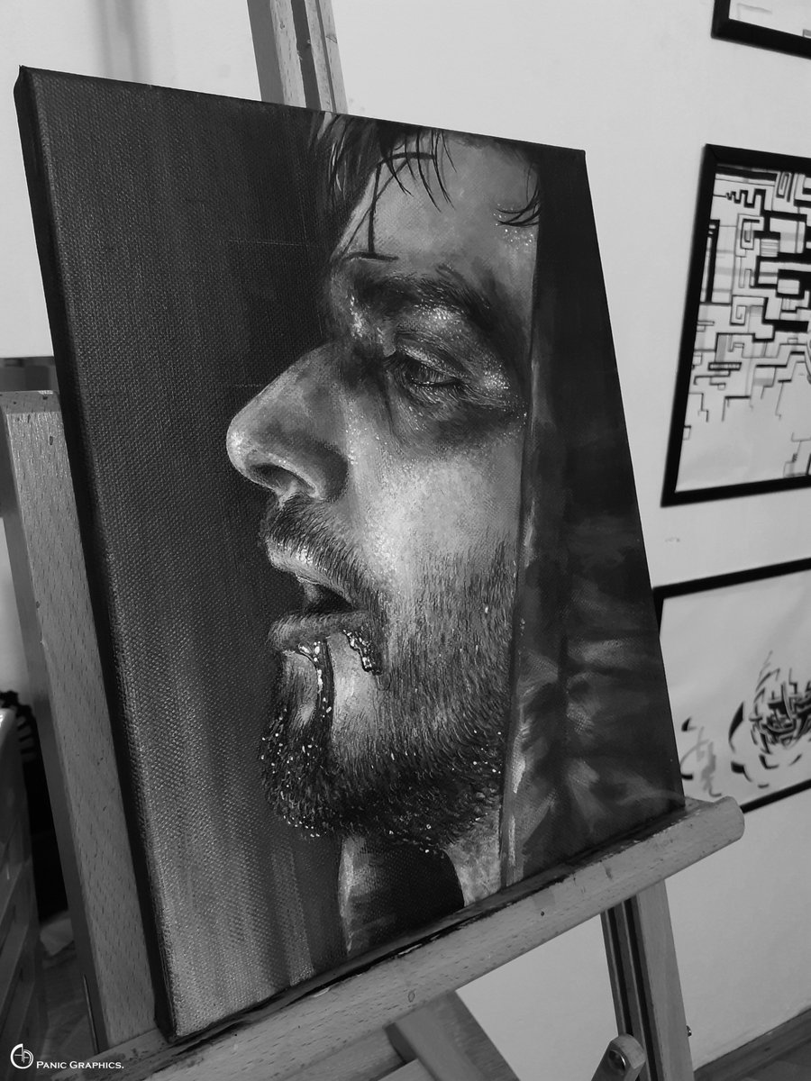PanicInOurLives's tweet photo. Acrylic painting of the absolutely brilliant @PAT_terns of @ICENINEKILLS  and @AMNBband because YES🖤 https://t.co/mqa1Y8NNIN