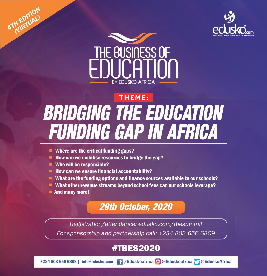 EduskoAfrica's tweet photo. According to @FT, this year, Africa will account for almost all of the $21bn annual gap in education finance in low-income countries. At this year’s edition of #TBES, we’d dissect how we can bridge this gap. Every year, over 1,000 education leaders participate in #TBES. Join us! https://t.co/PYyOiAvuQI