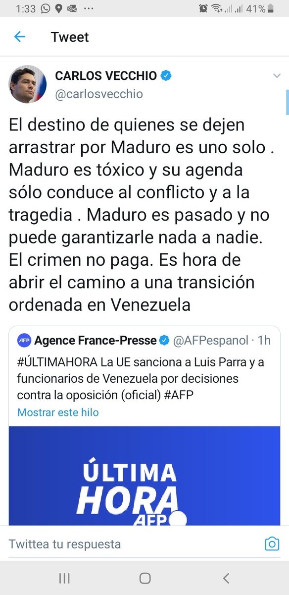 EVTVMiami's tweet photo. #EsNoticia 🇻🇪 "Maduro es tóxico". Así lo señaló el embajador de Venezuela en los EEUU Carlos Vecchio luego que se conocieran las #sanciones impartidas por la #UE contra miembros de la dictadura
#NoticiasEvtv #Venezuela #UE #29Jun #EvtvContigo https://t.co/Dp0SR7pxI5