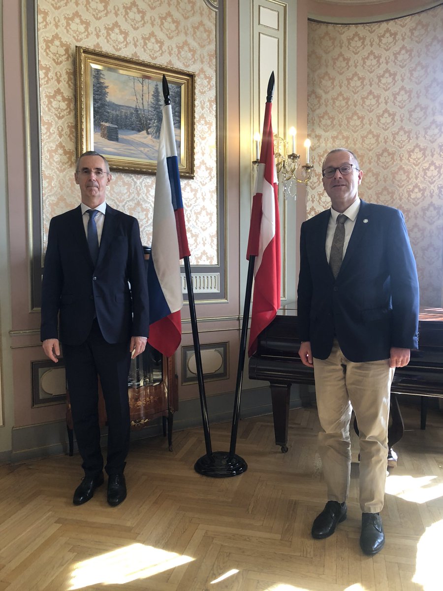 Today, I met 🇷🇺 Ambassador HE Mr Vladimir Barbin in Copenhagen to: ✅ commend Russia for international #Covid aid ✅ work together on 🇷🇺National Health/Demography projects &amp; #EPW ✅ thank for support to <a href="/WHO/">World Health Organization (WHO)</a>’s mandate. #UnitedActionForBetterHealth