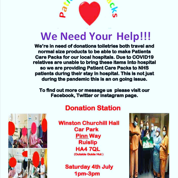 PatientCarePack's tweet photo. Come and donate toiletries for patients if you can this Sat - 1-3pm in the car park at Winston Churchill Hall. #patientcarepacks https://t.co/lq9C6REk7M