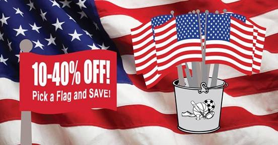 RedStickSports1's tweet image. 4th of July Flag sale is back! Come test your luck at our Essen Ln location! Pick a flag to reveal your savings of 10-40% off of your entire purchase, including sale items! Sale is good June 29-July 3! #4thofjulysale #flagsale #feelinglucky
We will be closed July 4th &amp;amp; 5th.