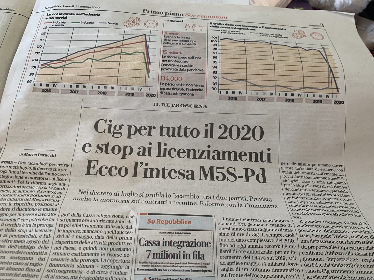 Sindacato: no riforma ammortizzatori. Pd-5S veti reciproci. Conte tace. Ergo vai vecchia CIG e veto licenziamenti, 0 politiche attive lavoro, INPS&amp;ANPAL non si toccano, no ristrutturazioni aziendali, fiumi di mld x lasciar tutto com’è. Avanti tutta sull’iceberg