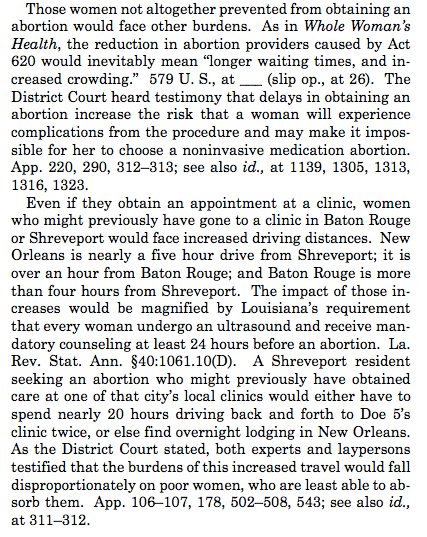 Breyer explaining the court's rationale in striking down Louisiana abortion law: