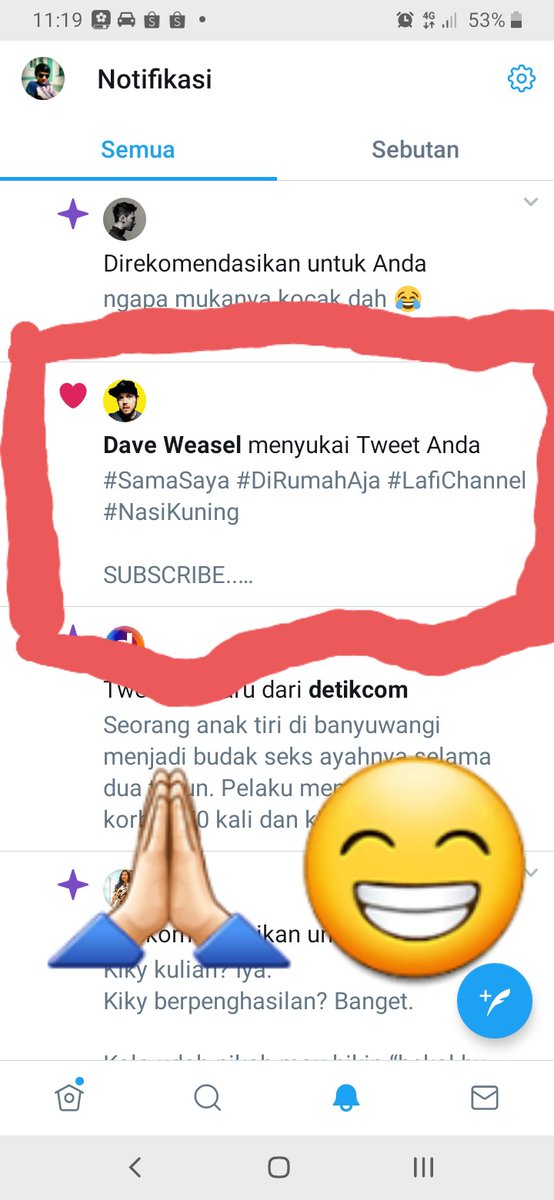 rofi_a_k_a_apok's tweet photo. Dia aja @DaveWeasel ngelove gw subscribe deh klo gitu https://t.co/N9PE7AVmaQ #FavoritnyaAnakMuda https://t.co/6RD66YgQOD
