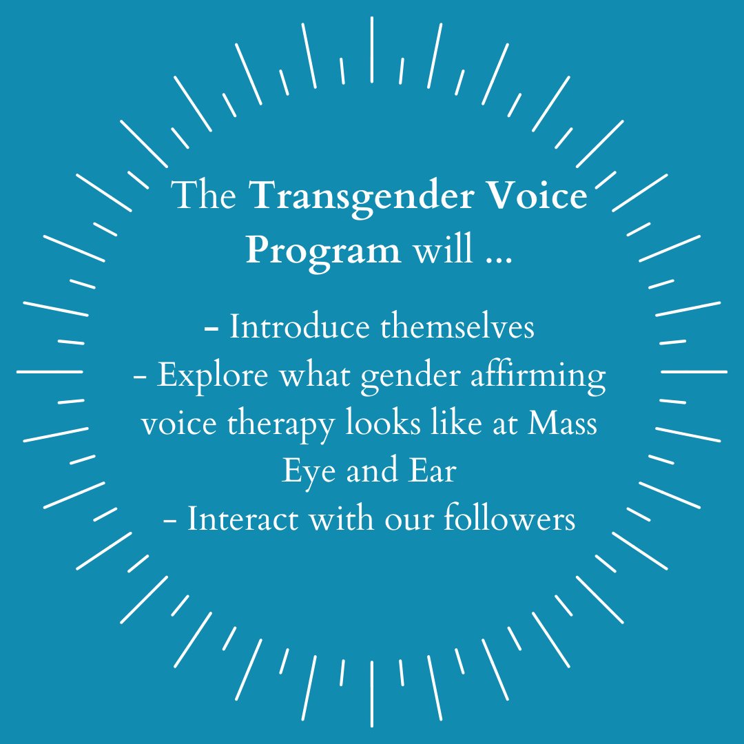 MGHTransHealth's tweet photo. Our friends at @MassEyeAndEar Transgender Voice Program are taking over our #Instagram this week. Go follow now @MGHTransHealth!
DM us with any gender-affirming voice therapy questions! https://t.co/rrF3AYe60E