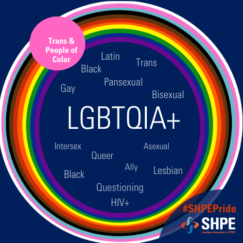SHPE's tweet photo. Pride Month is viewed as the catch-all celebration for the LGBTQIA+  community, however, trans and people of color have largely been absent from mainstream LGBTQIA+ events/media. This has prompted the need for Trans, Latin, and Black-specific Pride events &amp; advocacy. #SHPEPride https://t.co/drwA6AJ1le