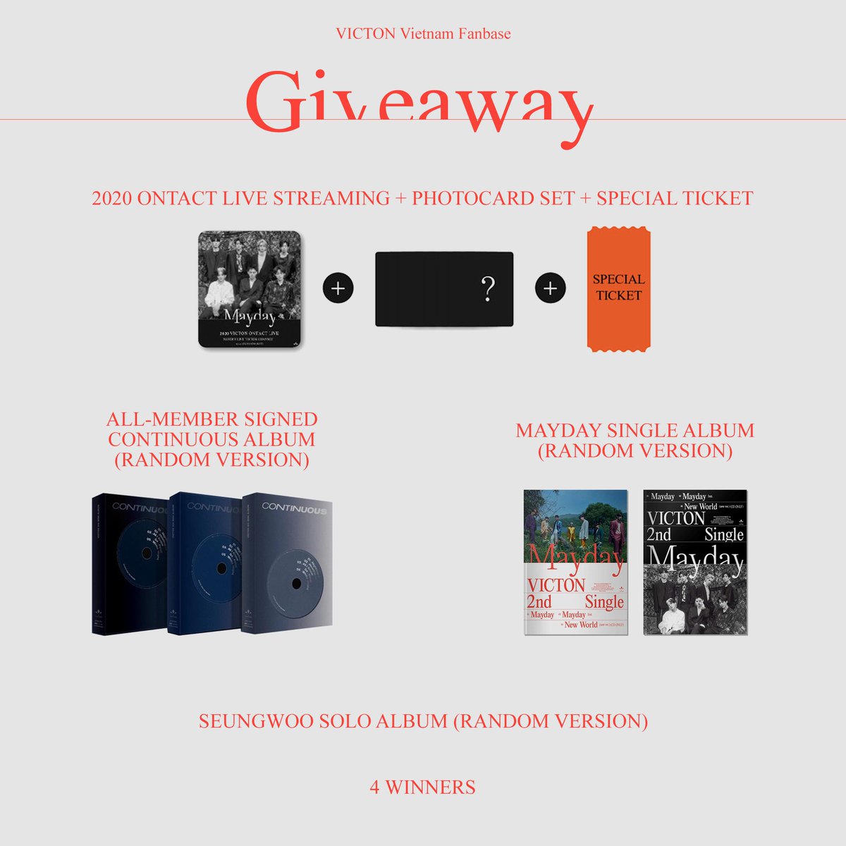 VICTON_VN's tweet photo. 🎉GIVEAWAY

Hello we're VIC7ONvn. We're doing a giveaway to support VICTON's upcoming activities as Vietnamese fans :)

👉 Follow + RT
👉 Reply under this tweet with #승우야_너의_인생을_응원해 #WeLoveYouHanSeungwoo #빅톤 #한승우

🎁 4 winners (2 worldwide &amp; 2 Vietnam) https://t.co/OavAExmDCC