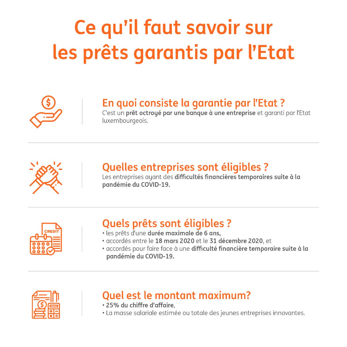 INGLuxembourg's tweet photo. Soutenir les 🇱🇺 entreprises locales 🇱🇺 et les aider à garder une longueur d’avance grâce aux prêts garantis par l’Etat est une de nos priorités 🤓 Intéressé ? Découvrez tous les détails ici 👉🏻 https://t.co/aHVDRjDSTX https://t.co/6kHJilMIh6